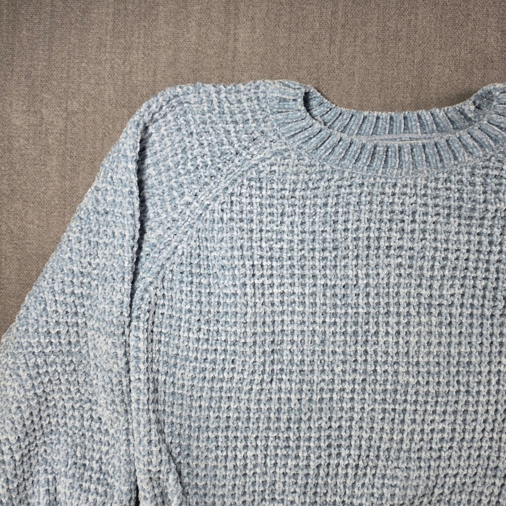 Altar'd State Sweater Womens Small Blue Chenille Waffle Knit Raglan Pullover - Picture 8 of 13